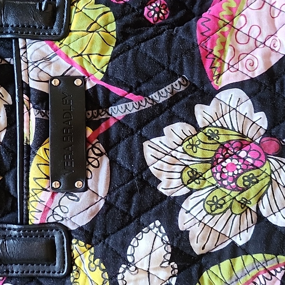 Vera Bradley Black Pink Floral Quilted Hand Bag - Picture 3 of 13